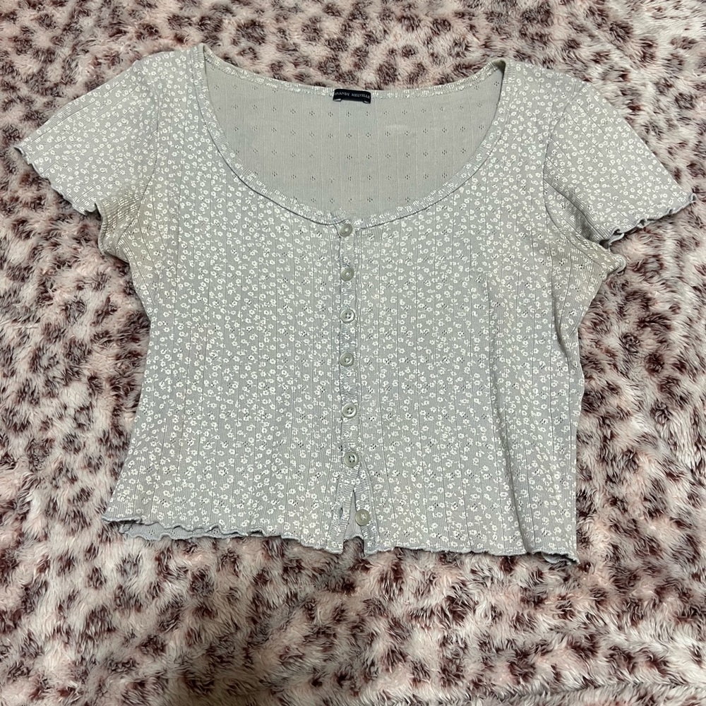 Floral light blue Button-Up Top